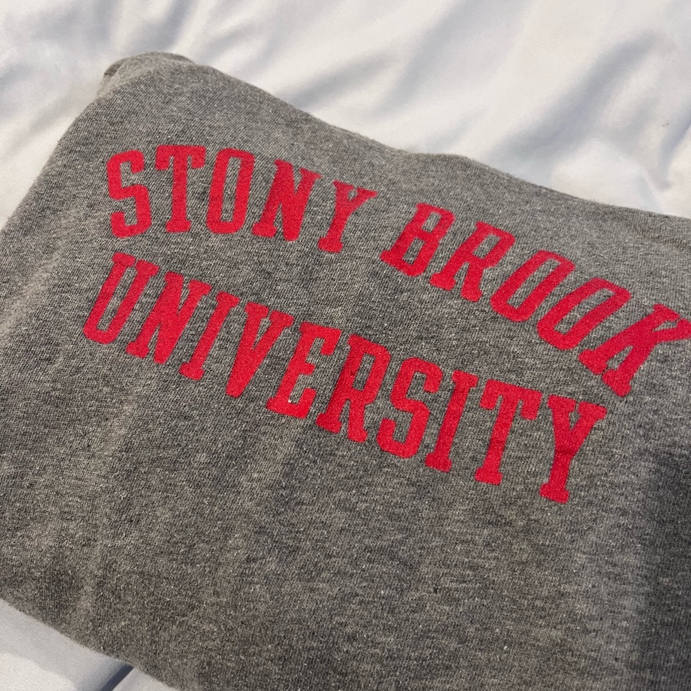 Redshirt Stony Brook University hoodie size medium heather gray red text